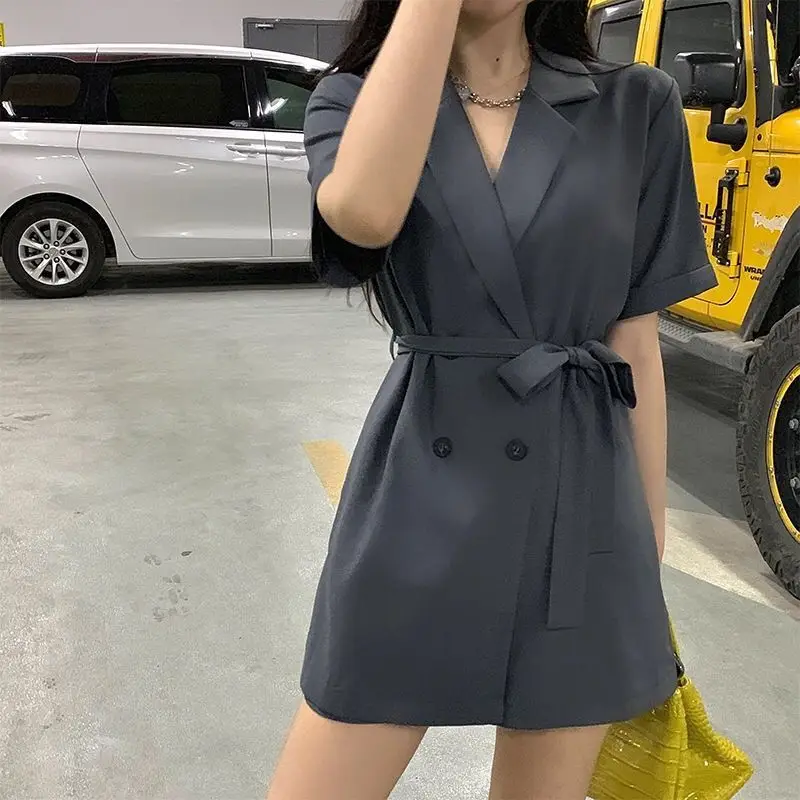 Women's Black High Waist Shorts Suit 2022 Summer - Image 4