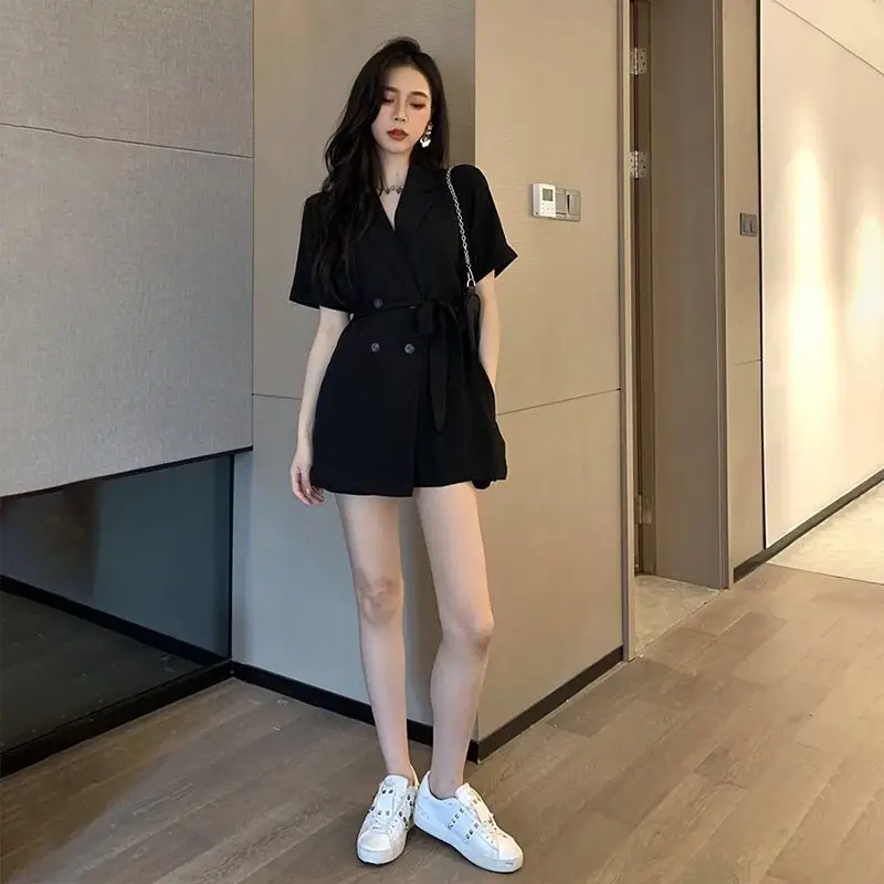 Women's Black High Waist Shorts Suit 2022 Summer - Image 5