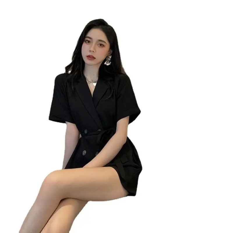 Women's Black High Waist Shorts Suit 2022 Summer - Image 6