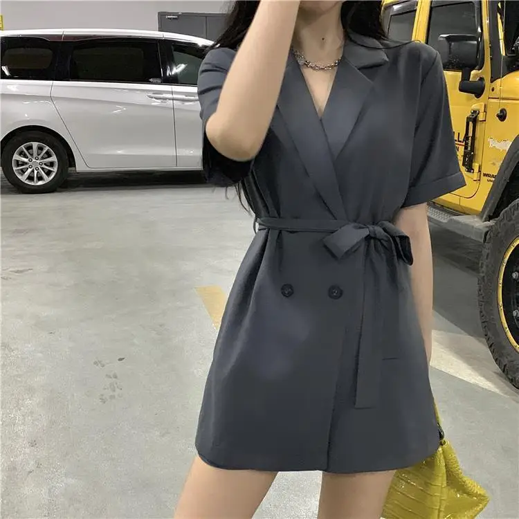 Women's Black High Waist Shorts Suit 2022 Summer — feature 11
