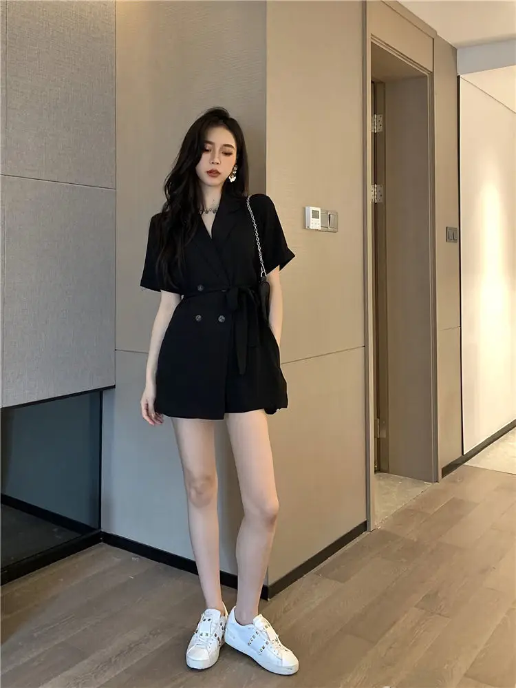 Women's Black High Waist Shorts Suit 2022 Summer — feature 13