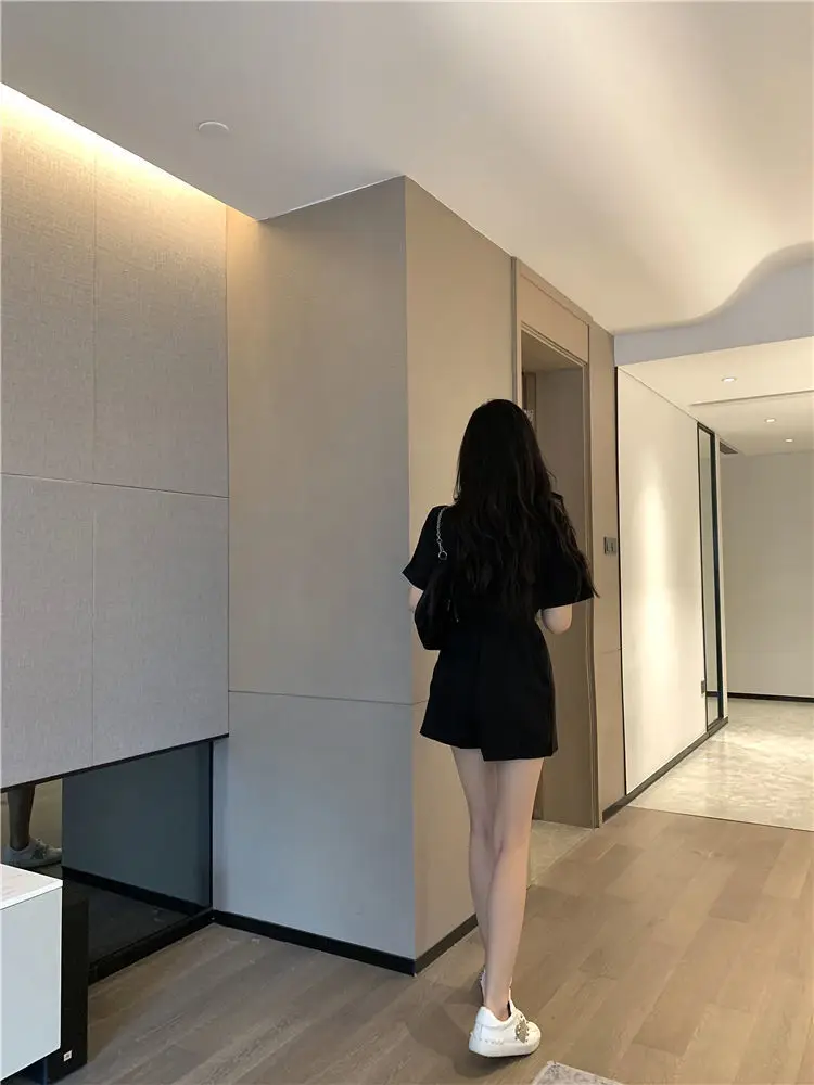 Women's Black High Waist Shorts Suit 2022 Summer — feature 15