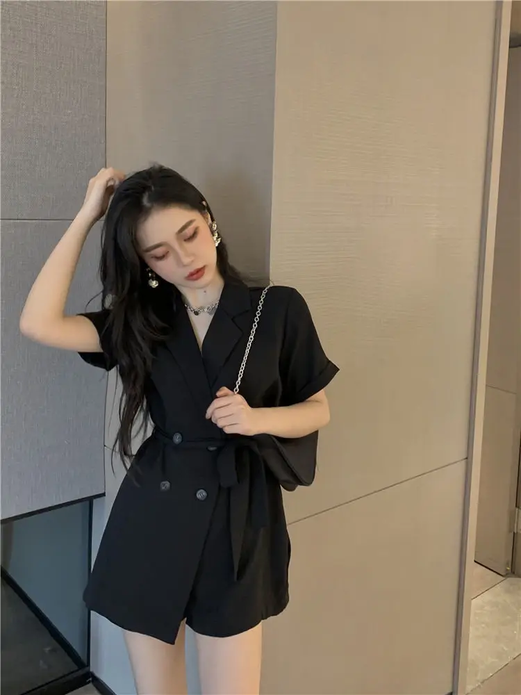 Women's Black High Waist Shorts Suit 2022 Summer — feature 16