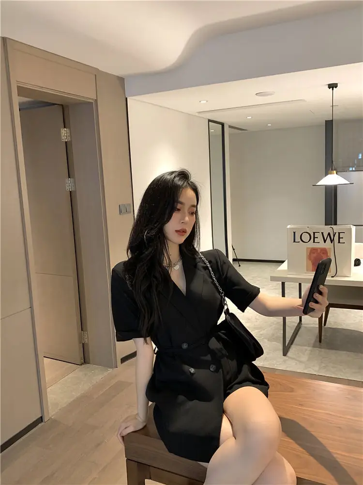 Women's Black High Waist Shorts Suit 2022 Summer — feature 20