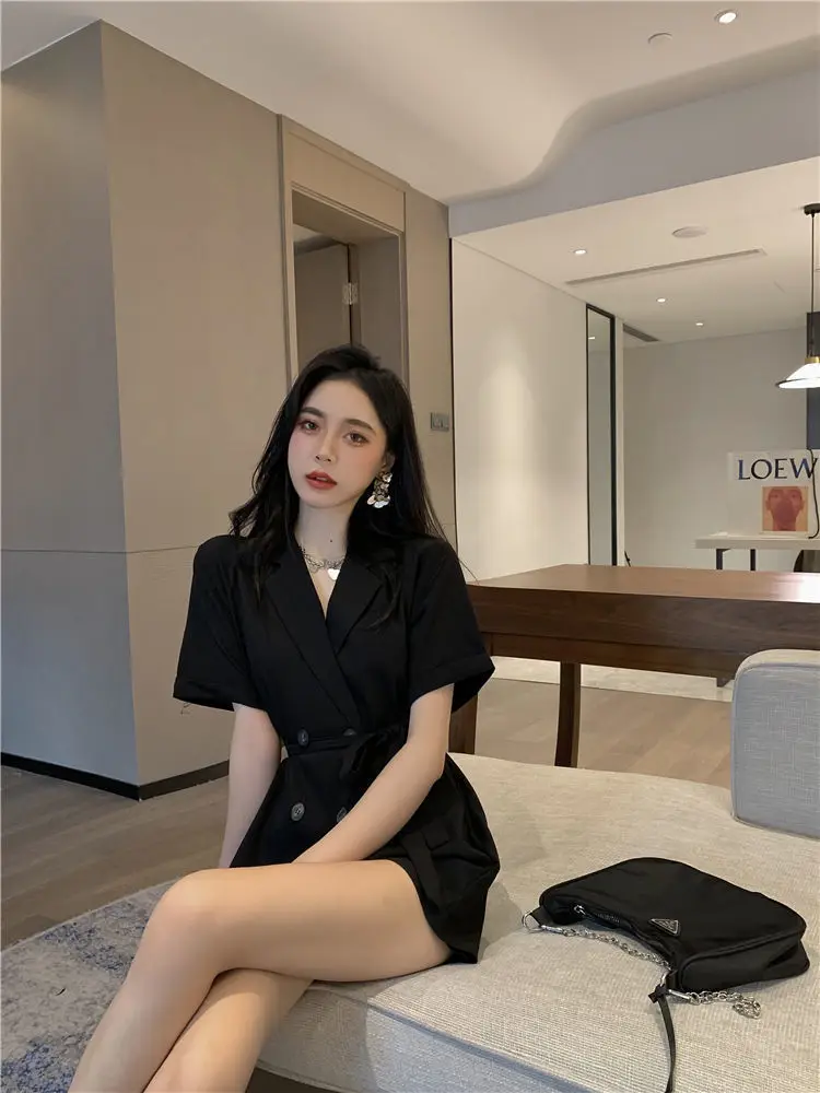 Women's Black High Waist Shorts Suit 2022 Summer — feature 23