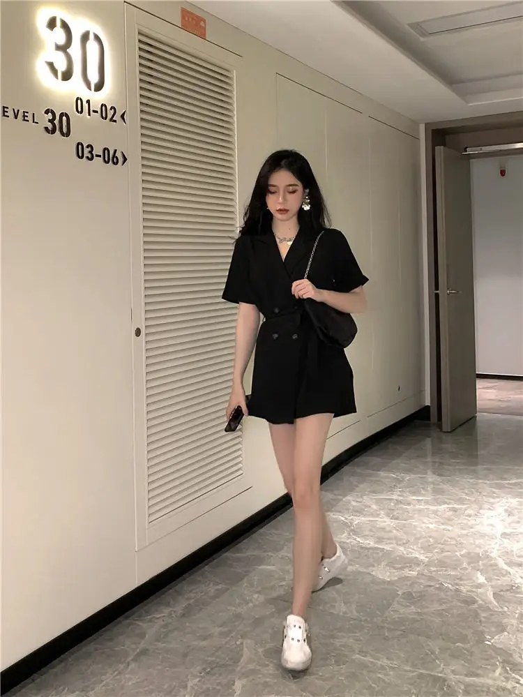 Women's Black High Waist Shorts Suit 2022 Summer — feature 25