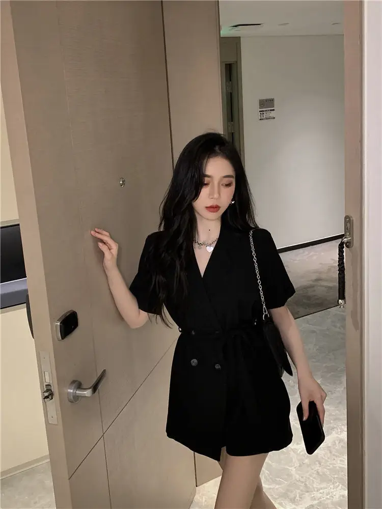 Women's Black High Waist Shorts Suit 2022 Summer — feature 26