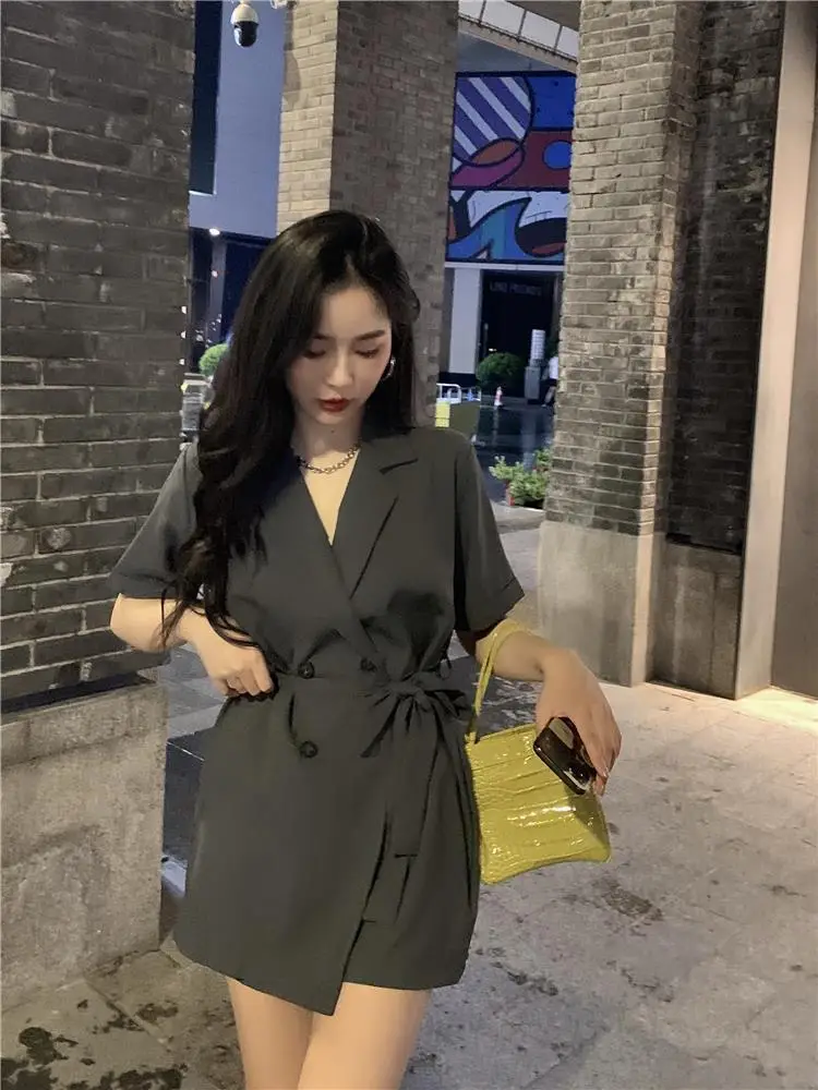 Women's Black High Waist Shorts Suit 2022 Summer — feature 4