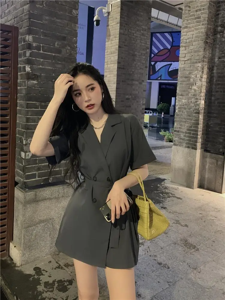 Women's Black High Waist Shorts Suit 2022 Summer — feature 6