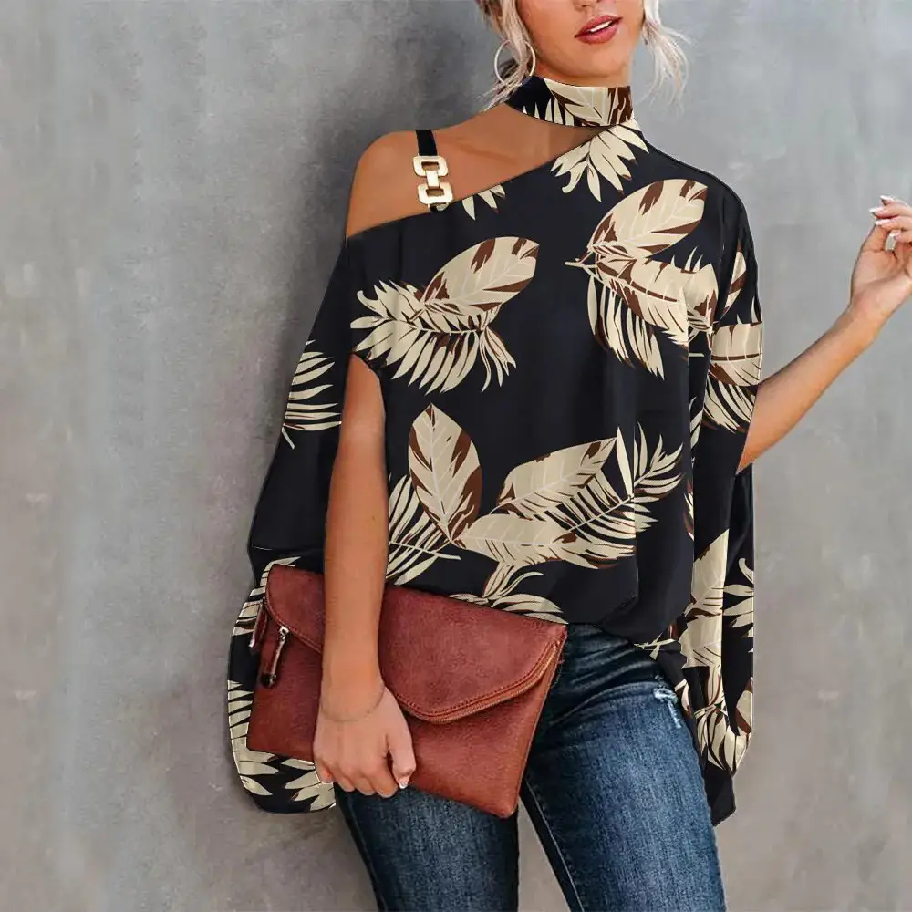 White Slant Collar Loose Top with Brown Crossbody Bag — feature 15