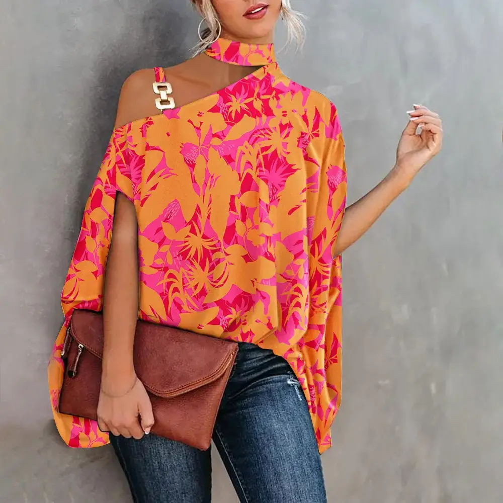 White Slant Collar Loose Top with Brown Crossbody Bag — feature 9