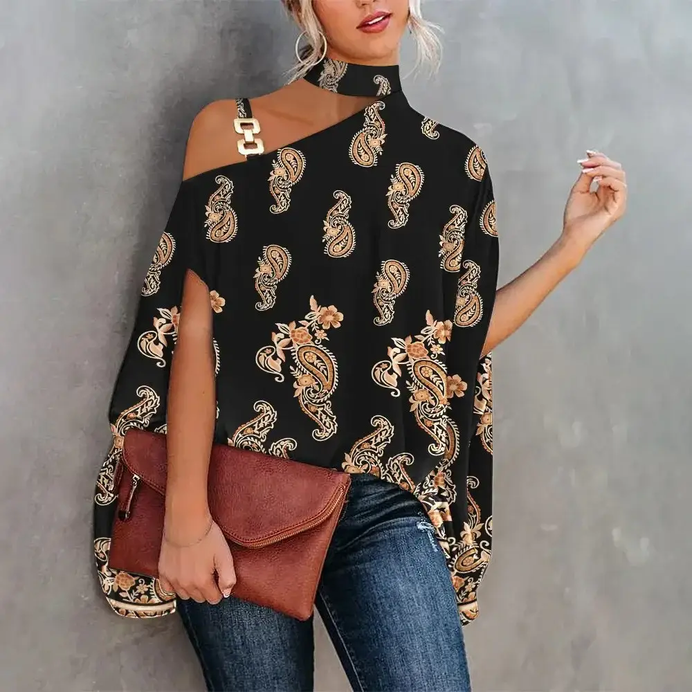 White Slant Collar Loose Top with Brown Crossbody Bag - Image 26