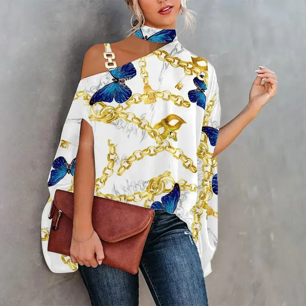 White Slant Collar Loose Top with Brown Crossbody Bag - Image 31