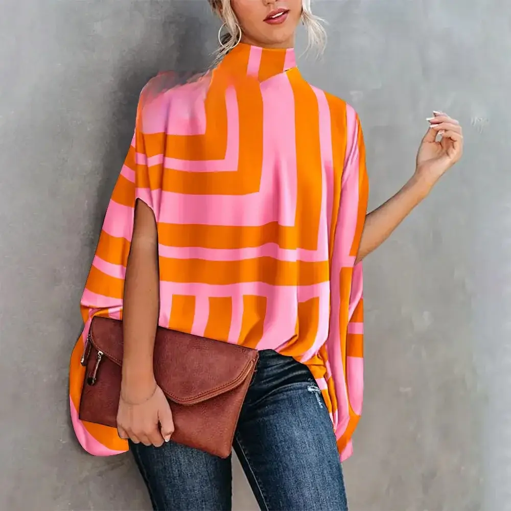 White Slant Collar Loose Top with Brown Crossbody Bag - Image 37