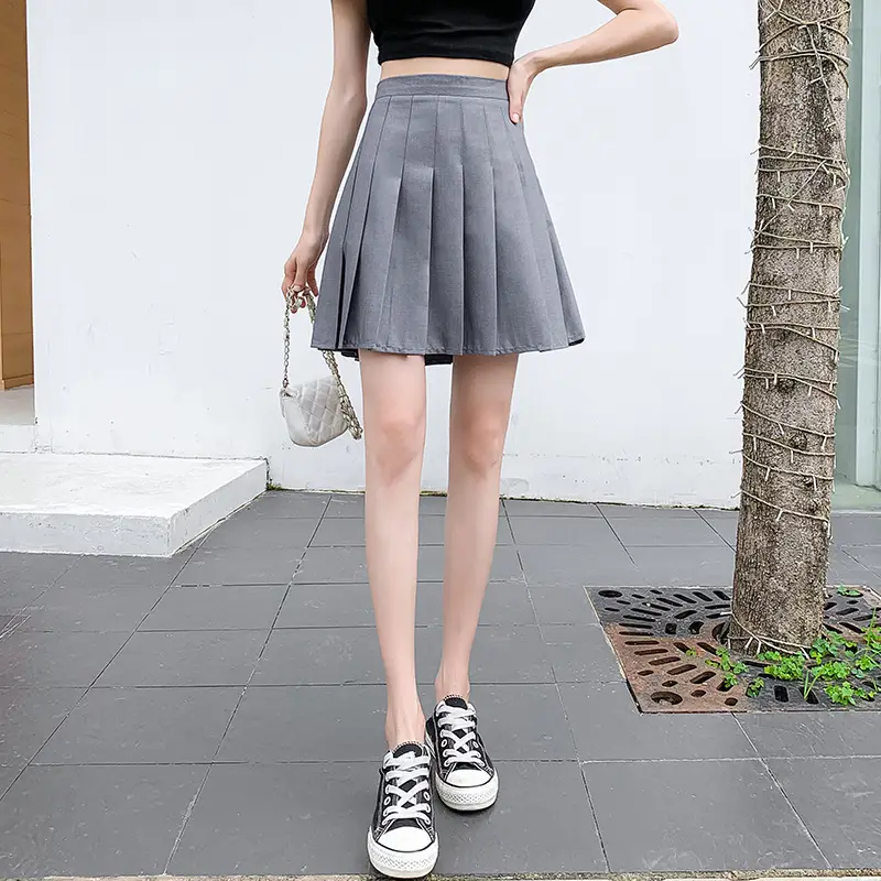 A-Line Pleated Skirt Mid Length Solid Color Plus Size - Image 8