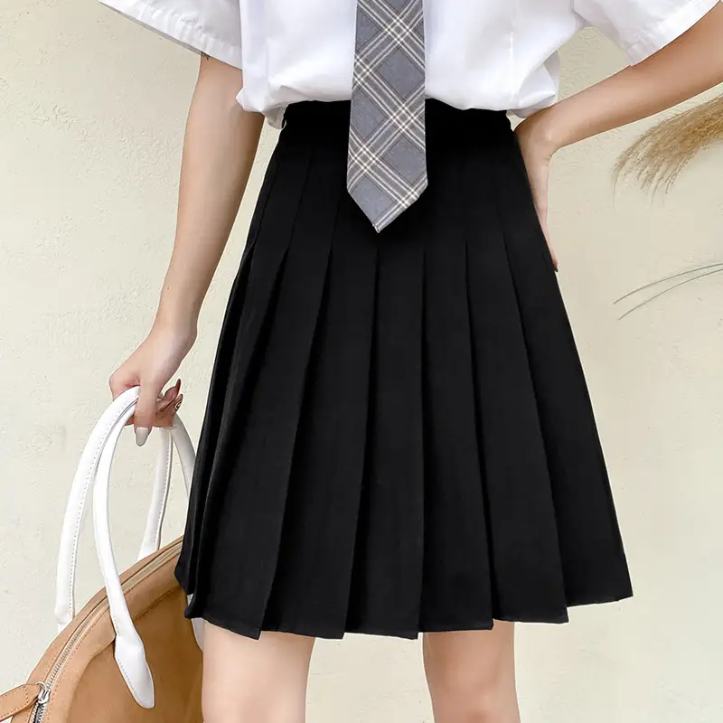 Black Pleated Skirt Women 2024 New