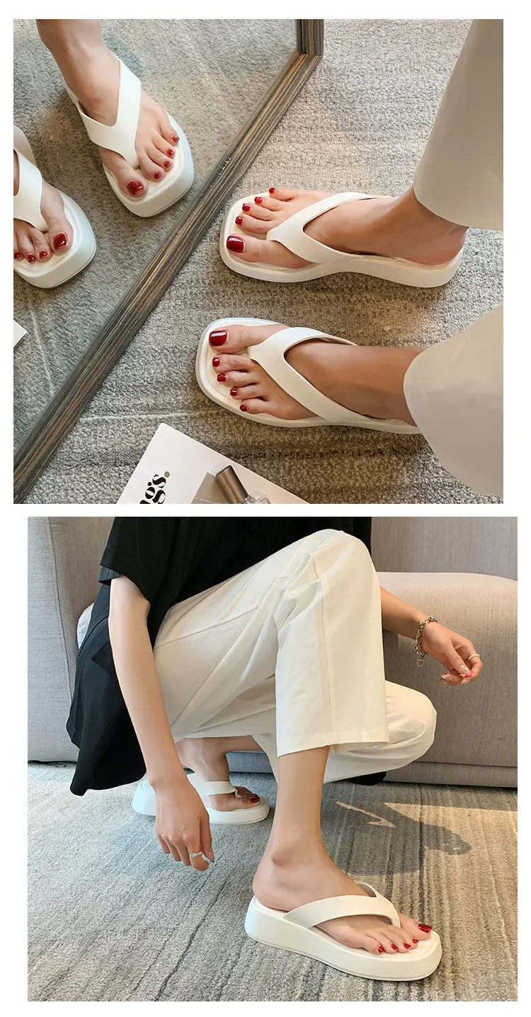 Women Black Korean Muffin Flip Flops Thick Sole 2023 — feature 11