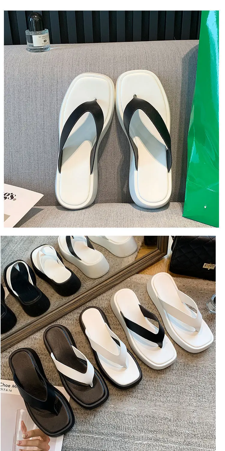 Women Black Korean Muffin Flip Flops Thick Sole 2023 — feature 12
