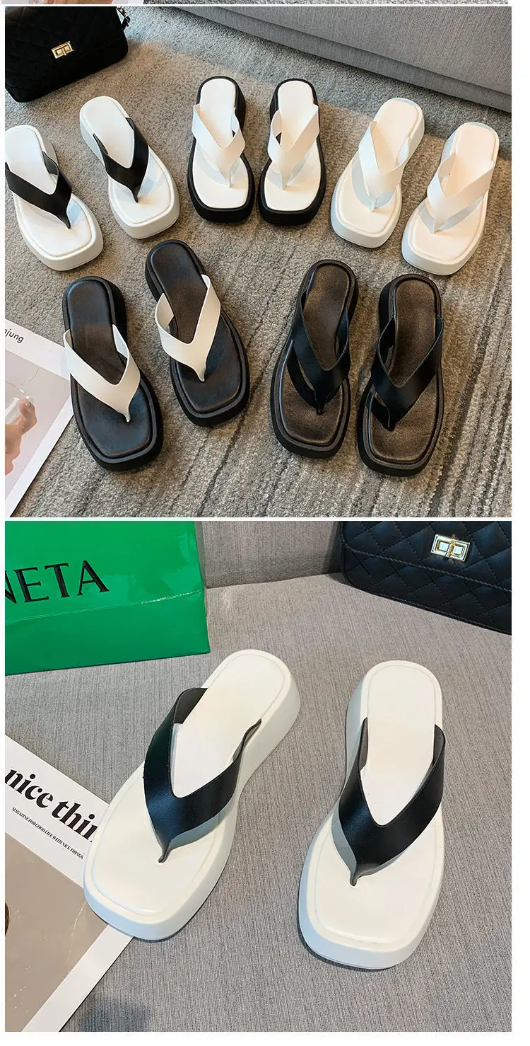 Women Black Korean Muffin Flip Flops Thick Sole 2023 — feature 13
