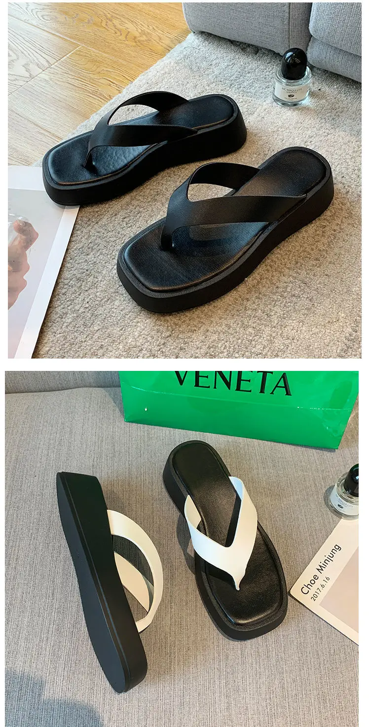 Women Black Korean Muffin Flip Flops Thick Sole 2023 — feature 16