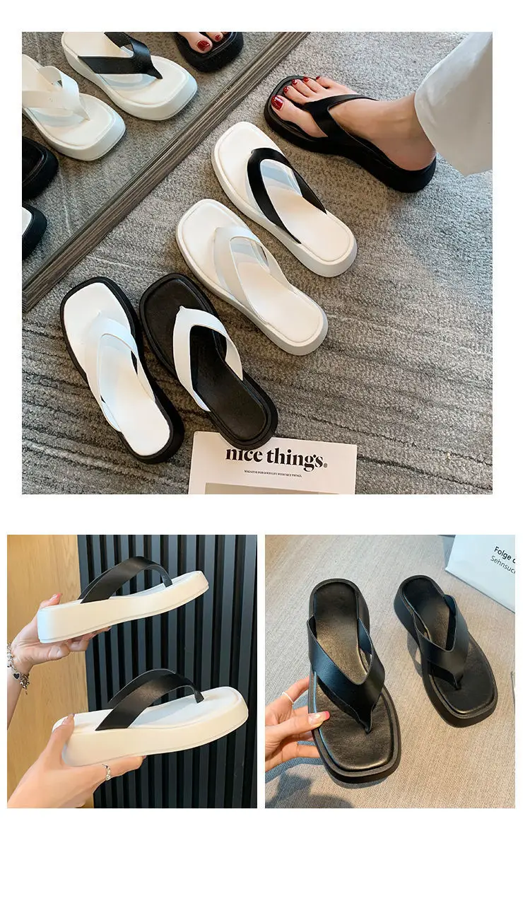 Women Black Korean Muffin Flip Flops Thick Sole 2023 — feature 5