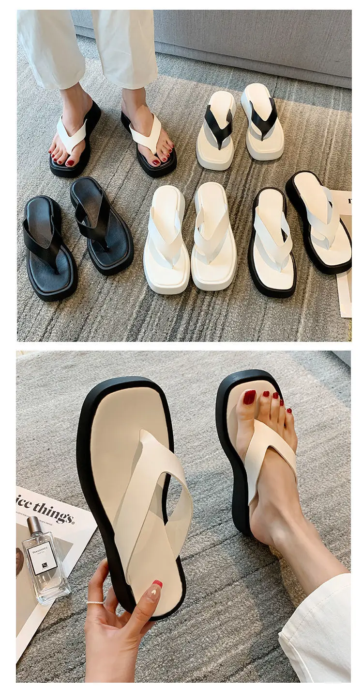 Women Black Korean Muffin Flip Flops Thick Sole 2023 — feature 9