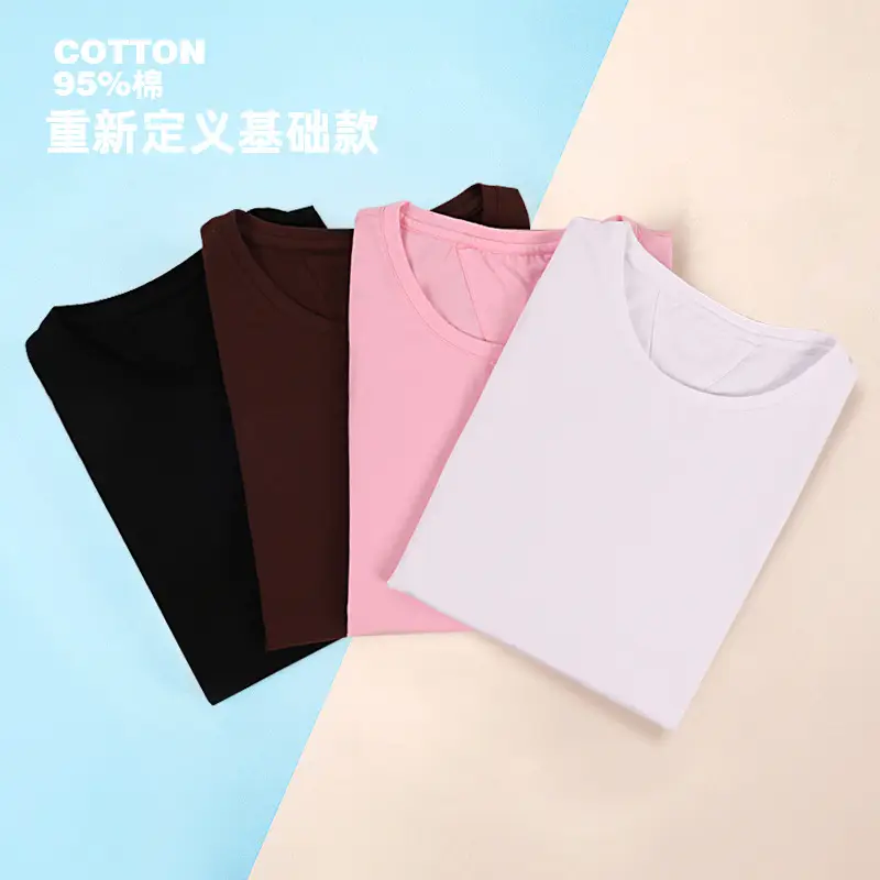 Men Summer Base Cotton Crewneck T-Shirt Pink - Image 9