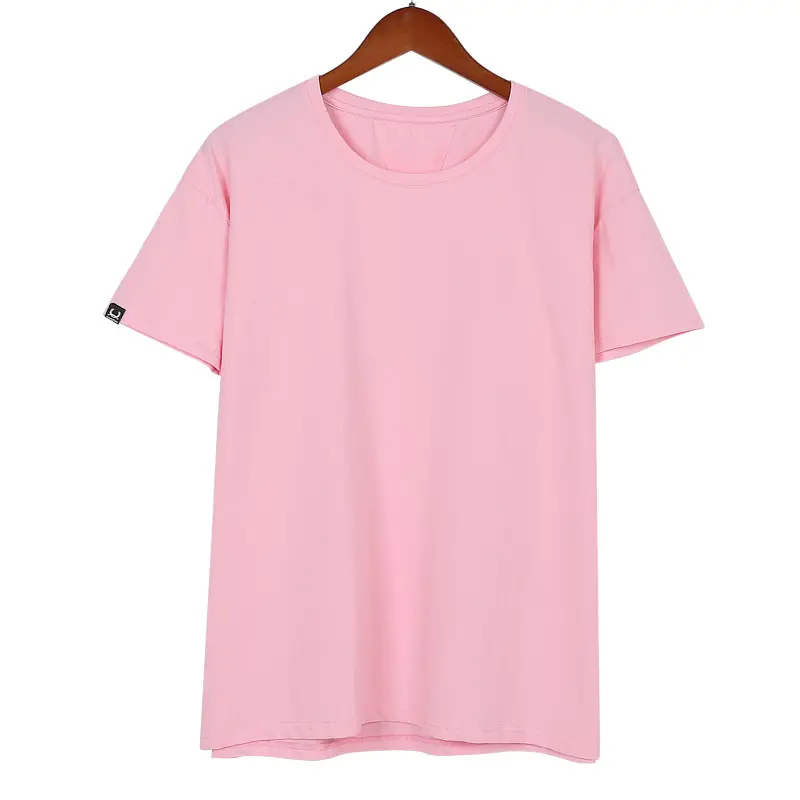 Men Summer Base Cotton Crewneck T-Shirt Pink - Image 2