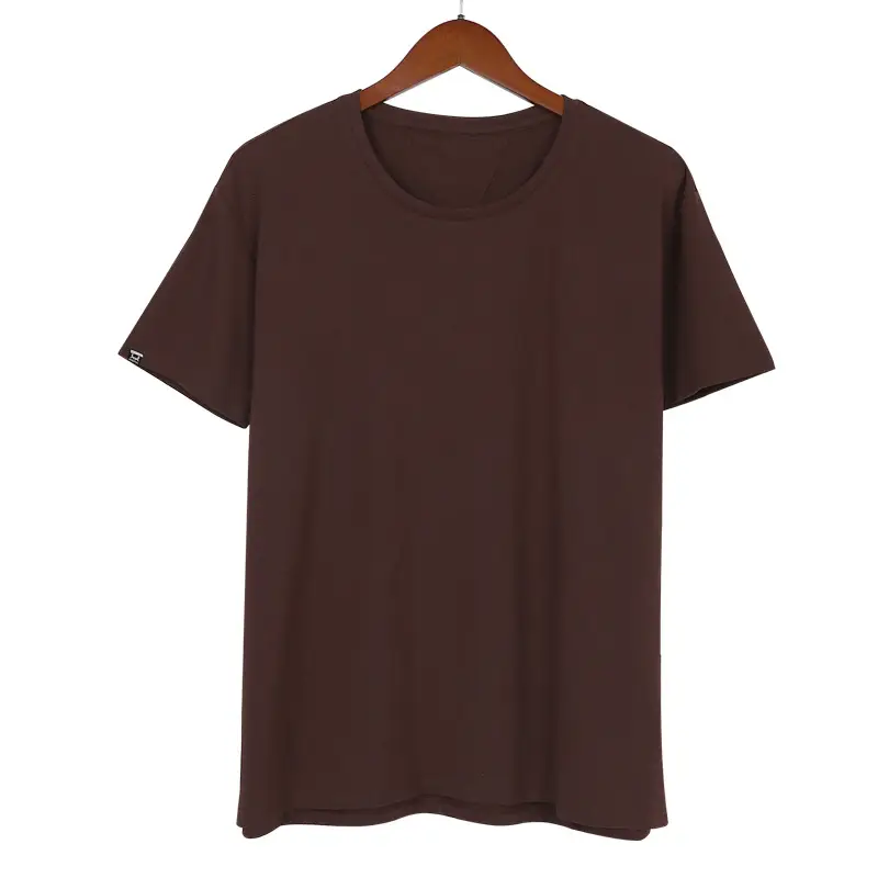 Men Summer Base Cotton Crewneck T-Shirt Pink - Image 5