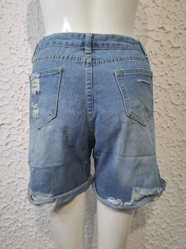 Women Denim Shorts V-Neck Light Blue Set — feature 14