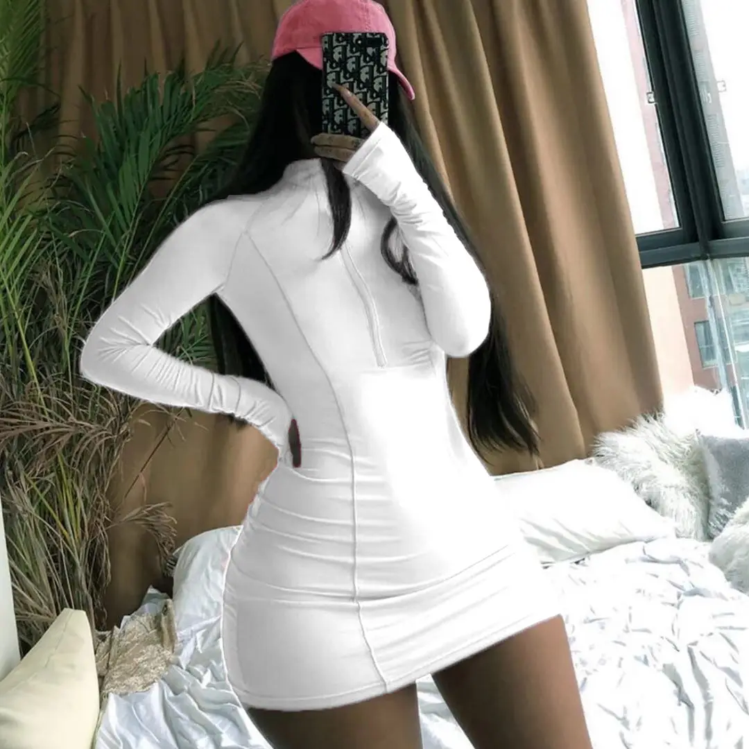 Pink Zipper Body Con Fit Dress for Women - Image 10