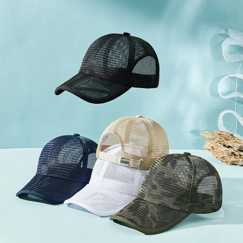 Men Blue Mesh Trucker Cap Summer Sun Hat - Image 13
