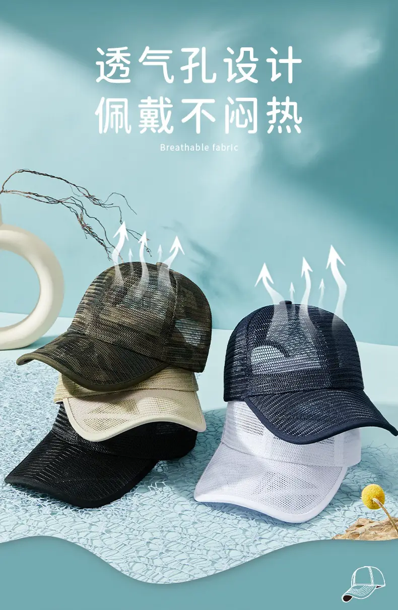 Men Blue Mesh Trucker Cap Summer Sun Hat — feature 8