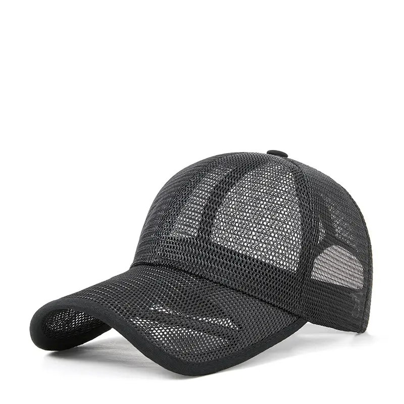 Men Blue Mesh Trucker Cap Summer Sun Hat - Image 2