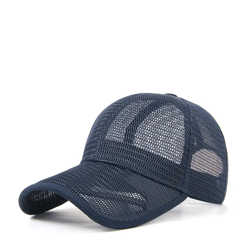 Men Blue Mesh Trucker Cap Summer Sun Hat - Image 4