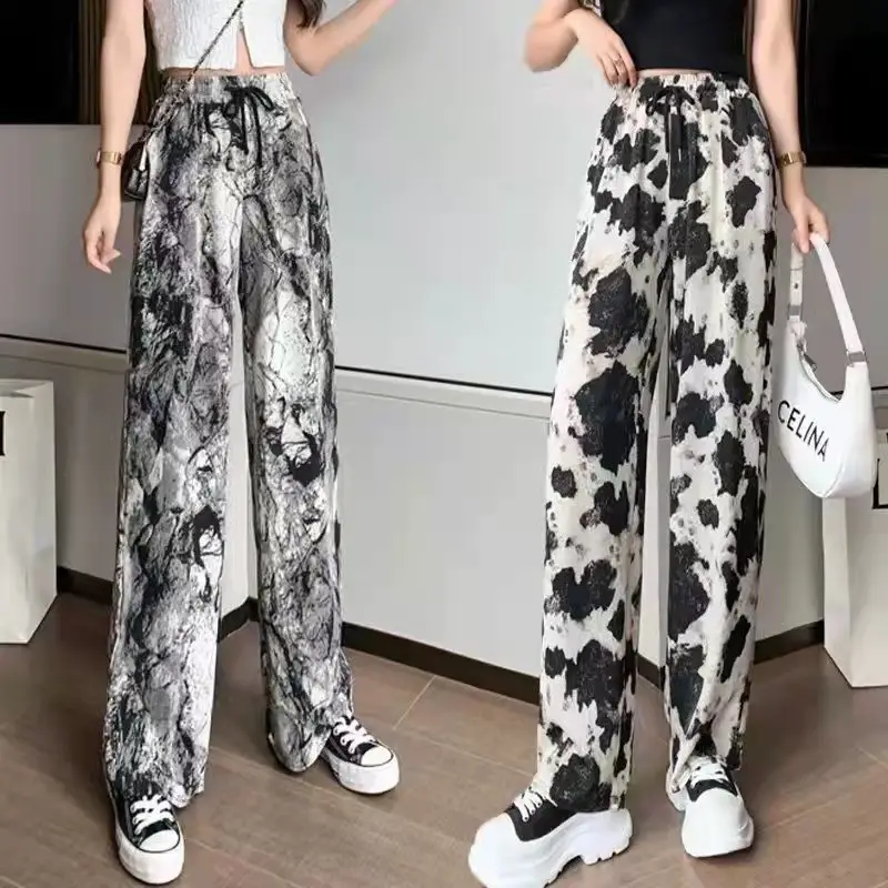 Women Ink Painting Dye Wide Leg Pants Summer - Image 18