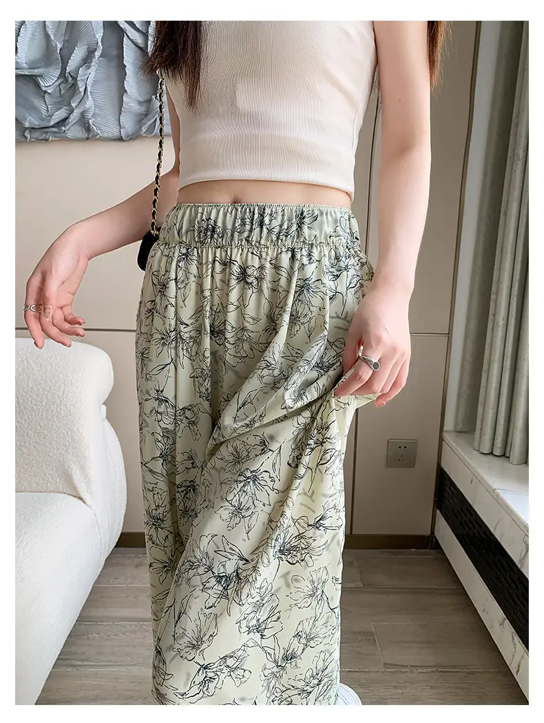 Women Ink Painting Dye Wide Leg Pants Summer — feature 14