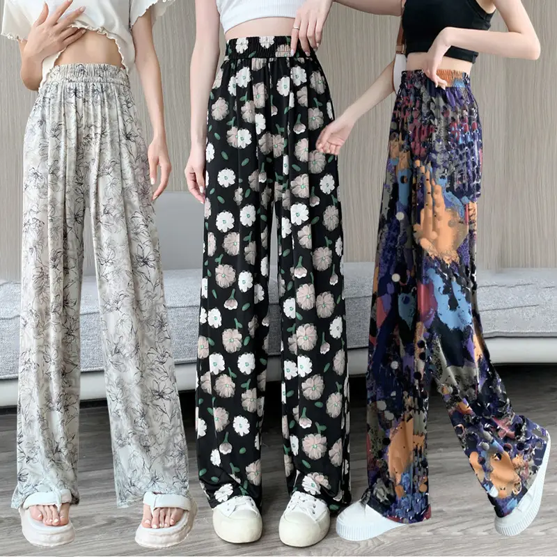 Women Ink Painting Dye Wide Leg Pants Summer — feature 31