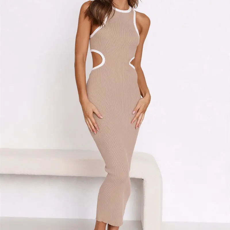 2024 Summer Women's Open Waist Slim Skirt Solid Beige - Image 3