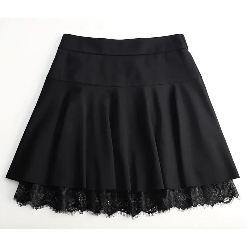 Black Lace High Waist Skinny Skirt for Women