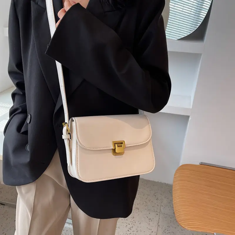 Women's Cream Leather Crossbody Bag 2023 New Style