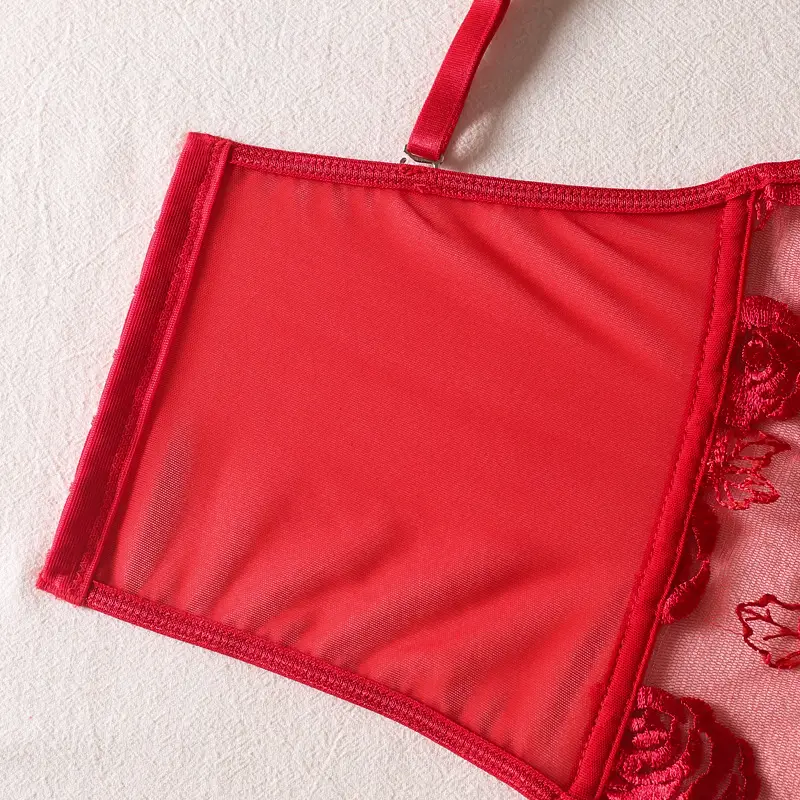 Pink Embroidered Fishbone Corset with Steel Strap — feature 12
