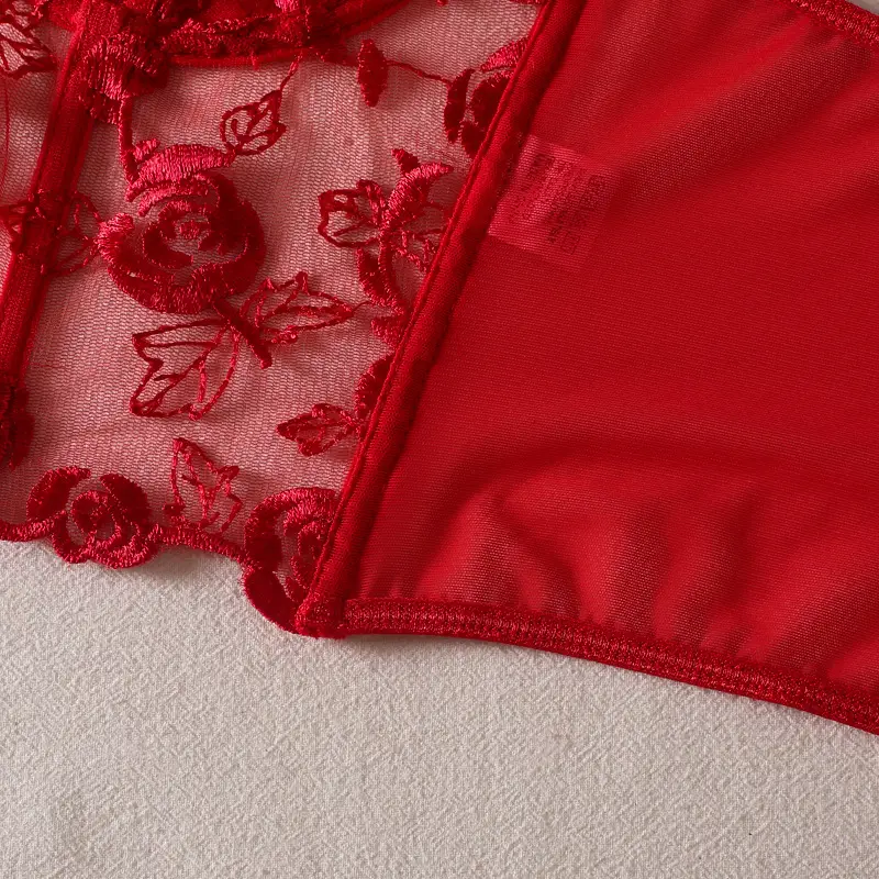 Pink Embroidered Fishbone Corset with Steel Strap — feature 14