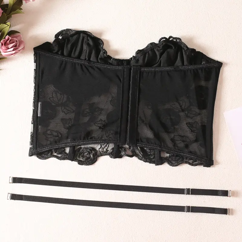 Pink Embroidered Fishbone Corset with Steel Strap — feature 20