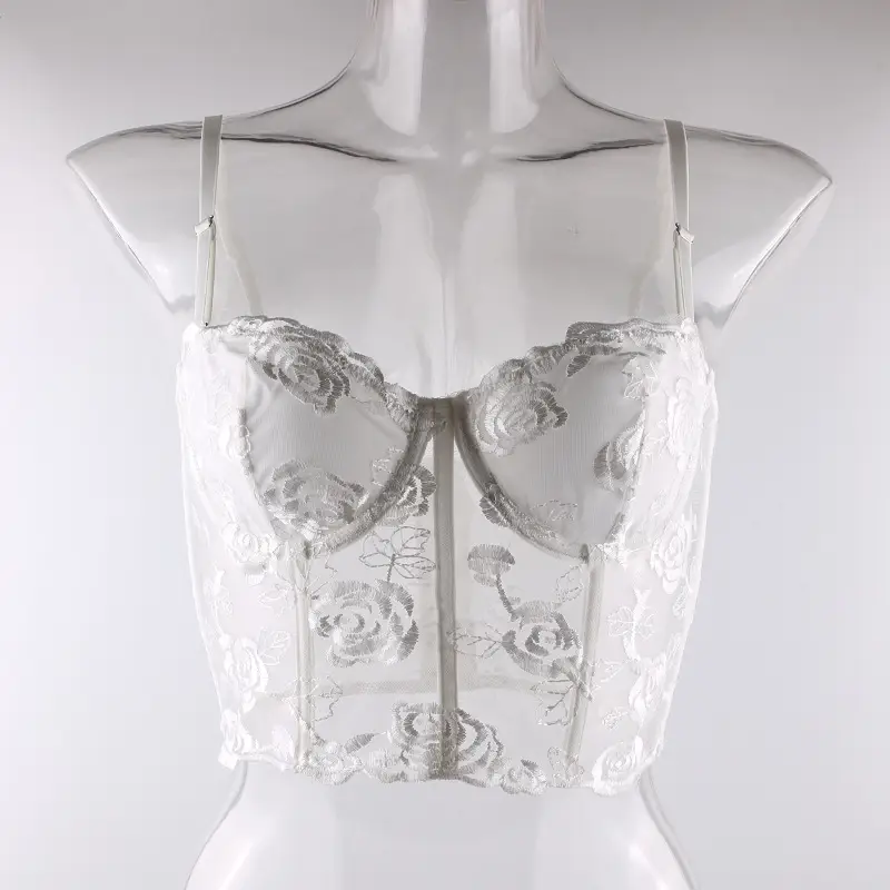 Pink Embroidered Fishbone Corset with Steel Strap — feature 27