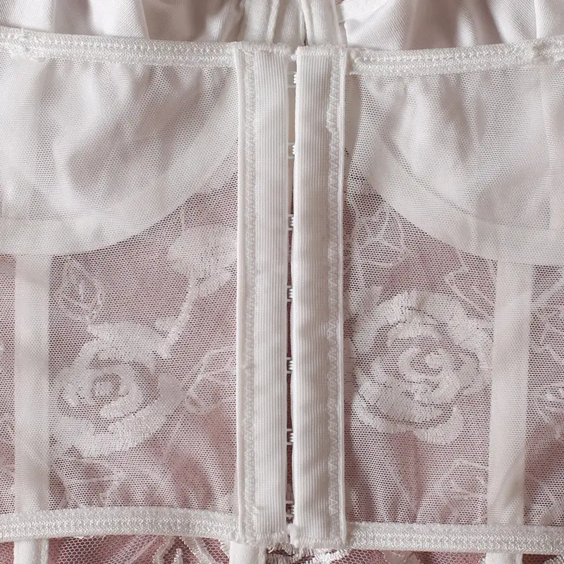 Pink Embroidered Fishbone Corset with Steel Strap — feature 30
