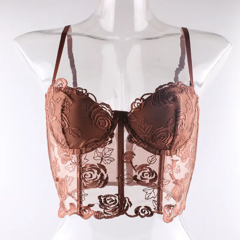 Pink Embroidered Fishbone Corset with Steel Strap — feature 31