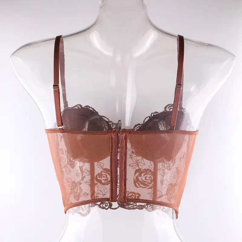 Pink Embroidered Fishbone Corset with Steel Strap — feature 33