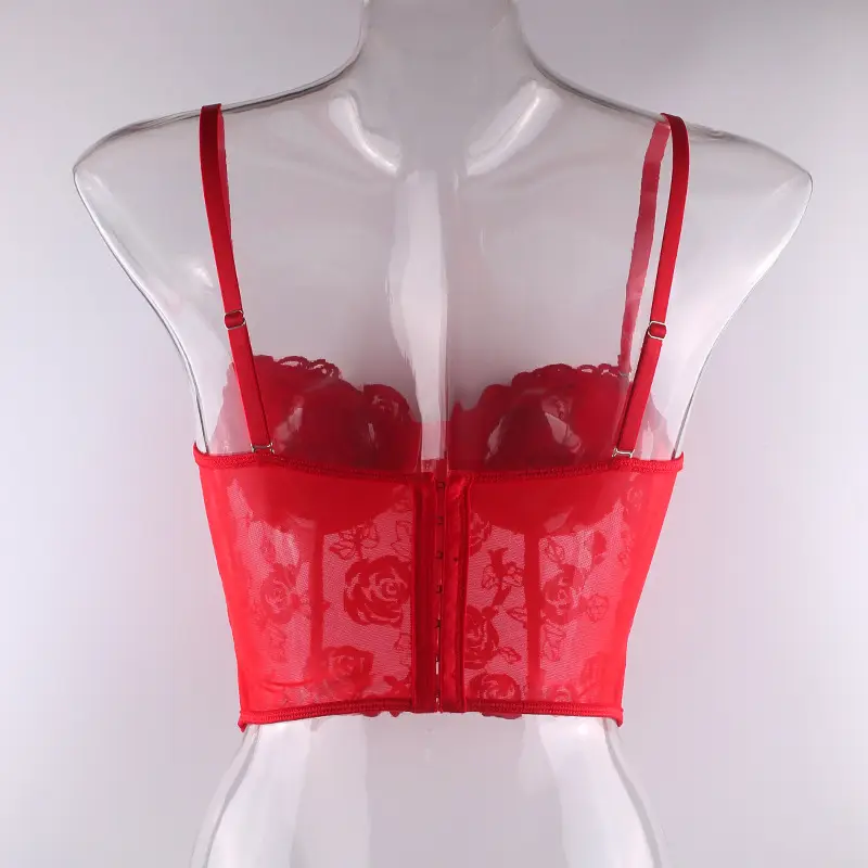Pink Embroidered Fishbone Corset with Steel Strap — feature 8