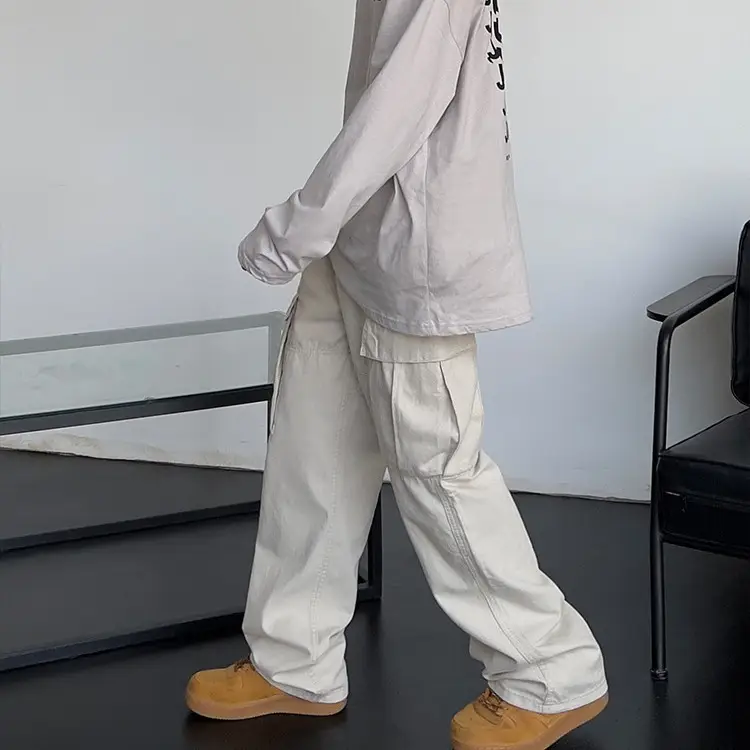 Black High-Waisted Loose Cargo Pants for Men Women - Image 6